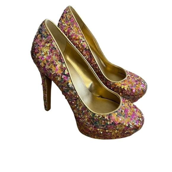 Blingy Cinderella Y2K Jessica Simpson sz 6 high heels sparkly colorful sexy - Picture 1 of 14